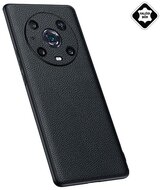 Honor Magic4 Pro Szilikon telefonvédő (valódi bőr bevonat) FEKETE