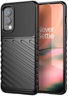 OnePlus Nord 2 5G Szilikon telefonvédő (közepesen ütésálló, csíkos, dombor minta) FEKETE
