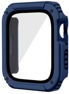 Apple Watch Series 3 Műanyag keret (BUMPER, ütésálló + kijelzővédő üveg) SÖTÉTKÉK