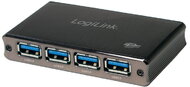 Logilink USB 3.0 HUB 4-port, alumínium, tápegységgel együtt