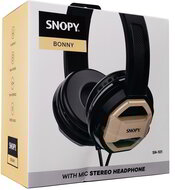 Snopy Fejhallgató - SN-101 BONNY (stereo, mikrofon, 3.5mm jack, hangerőszabályzó, 1m kábel, fekete-arany)
