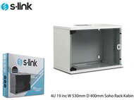 S-Link Rackszekrény - 4U 19" fali kivitel (190x530x400mm, Flatpack, világosszürke)
