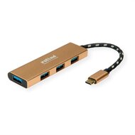 ROLINE HUB USB 3.2 Gen 1, 4 port, Type-C tápellátással, Gold