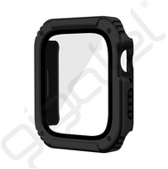 Apple Watch Series 1 Műanyag keret (BUMPER, ütésálló + kijelzővédő üveg) FEKETE