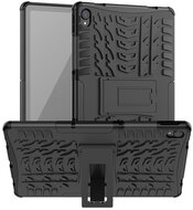 Lenovo Tab P11 (TB-J606F) Defender műanyag telefonvédő (közepesen ütésálló, szilikon belső, kitámasztó, autógumi minta) FEKETE