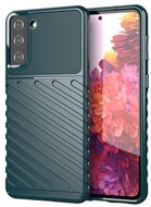 Samsung Galaxy S21 Plus Szilikon telefonvédő (közepesen ütésálló, csíkos, dombor minta) SÖTÉTZÖLD