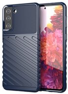 Samsung Galaxy S21 Plus Szilikon telefonvédő (közepesen ütésálló, csíkos, dombor minta) SÖTÉTKÉK