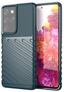 Samsung Galaxy S21 Ultra Szilikon telefonvédő (közepesen ütésálló, csíkos, dombor minta) SÖTÉTZÖLD