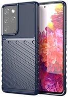 Samsung Galaxy S21 Ultra Szilikon telefonvédő (közepesen ütésálló, csíkos, dombor minta) SÖTÉTKÉK