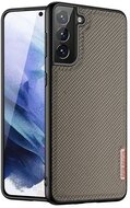Samsung Galaxy S21 DUX DUCIS FINO szilikon telefonvédő (műanyag belső, közepesen ütésálló, rács minta) BARNA