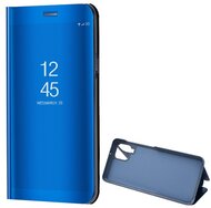 Samsung Galaxy A12 Tok álló (aktív FLIP, oldalra nyíló, asztali tartó funkció, tükrös felület, Mirror View Case) KÉK