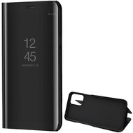 LG K42 Tok álló (aktív FLIP, oldalra nyíló, asztali tartó funkció, tükrös felület, Mirror View Case) FEKETE