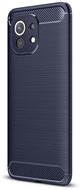 Xiaomi Mi 11 5G Szilikon telefonvédő (közepesen ütésálló, légpárnás sarok, szálcsiszolt, karbon minta) SÖTÉTKÉK