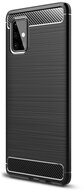 Samsung Galaxy A71 Szilikon telefonvédő (közepesen ütésálló, légpárnás sarok, szálcsiszolt, karbon minta) FEKETE
