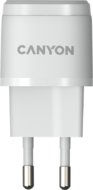 Canyon, PD 20W Input: 100V-240V, Output: 1 port charge: USB-C:PD 20W (5V3A/9V2.22A/12V1.66A) , Eu plug, Over- Voltage , over-heated, over-current and short circuit protection Compliant with CE RoHs,ERP. Size: 68.5*29.2*29.4mm, 32.5g, White