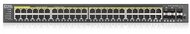 ZYXEL Switch 44x1000Mbps (44xPOE) + 4xGigabit kombó SFP + 2xGigabit SFP, Menedzselhető Rackes, GS2220-50-EU0101F