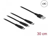 Delock 30 cm hosszú, USB töltő kábel 3 az 1-ben Lightning -, Micro USB- és USB Type-C csatlakozásho