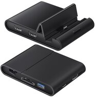 BASEUS asztali töltő és adatátviteli állvány Type-C aljzat (3 USB / HDMI / SD kártyaolvasó, PD gyorstöltés tám.) FEKETE