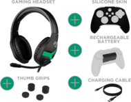 KONIX - MYTHICS Xbox Series S/X Gamer csomag (Fejhallgató + Töltő kábel + Szilikon Tok + Thumb Grips + Aksi), Fekete