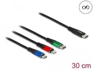 Delock 30 cm hosszú, USB töltő kábel 3 az 1 USB Type-C apa Lightning -, Micro USB- és USB Type-C csatlakozáshoz