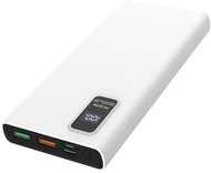 PLATINET Power Bank hordozható töltő 10000mAh, 2 USB, QC 3.0, LED kijelző, fehér