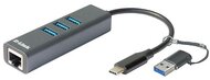 D-LINK Átalakító USB-C + USB 3.0 + 3xUSB to Ethernet Adapter 1000Mbps , DUB-2332