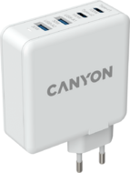CANYON H-100 CND-CHA100W01, GAN 100W charger Input: 100V-240V Output: USB-C1/C2: 5V 3A , 9V 3A , 12V 3A , 15V 3A , 20V 5A USB-A 1/A2: 4.5V/5A, 5V/4.5A, 9V/3A, 12V/2.5A, 20V/1.5A C1+C2 : 65W + 30W； C1+A1 : 65W + 30W ； C1+A2 : 65W + 30W ；C1+A1+A2 : 65W + 7.