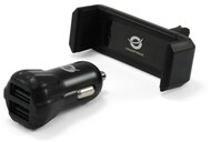 Conceptronic telefon töltő/tartó kit - CUSBCAR2AKIT (Szivargyujtós töltő: 2x USB-A, Telefontartó: 5,5-8,5 cm széles)