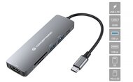 Conceptronic Notebook Dokkoló - DONN11G (Bemenet: USB-C, Kimenet: HDMI+USB-C PD:60W+USB-A 3.0+2.0, ezüst)