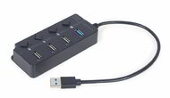 USB3 HUB 4 Port+kapcs. Gembird UHB-U3P1U2P3P-01 Bk