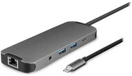CHIEFTEC USB HUB 9-in-1, USB-C, 2xUSB-A, USB-C, HDMI, microSD/SD kártyaolvasó, Ethernet, 80W USB-C Töltő port, fekete