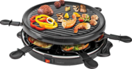 NEDIS FCRA210FBK6 raclette - gourmet - grill sütő, 6 személyes, spatula, tapadásmentes bevonat