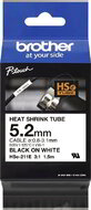 BROTHER szalag HSE-211E, Fehér alapon Fekete, Zsugorcső, 5.2mm 0.23", 1,5 méter