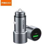 RECCI RCC-P01 Autós töltő USB-C+USB-A 42,5W, fém