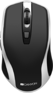 CANYON CNS-CMSW19B_EU MW-19, 2.4GHz Wireless Rechargeable Mouse with Pixart sensor, 6keys, Silent switch for right/left keys,Add NTCDPI: 800/1200/1600, Max. usage 50 hours for one time full charged, 300mAh Li-poly battery, Black -Silver, cable length 0.6m