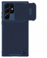 NILLKIN TEXTURED S műanyag telefonvédő (szilikon keret, 3D minta, kamera védelem, vezeték nélküli töltés) SÖTÉTKÉK - Samsung Galaxy S22 Ultra 5G (SM-S908)