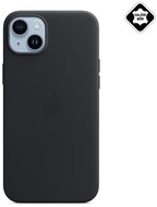 APPLE műanyag telefonvédő (valódi bőr bevonat, Magsafe rögzítésű, mágneses) FEKETE Apple iPhone 14 Plus