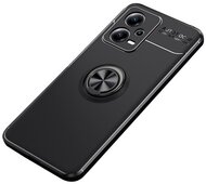 Szilikon telefonvédő (asztali tartó funkció, telefontartó gyűrű, 360°-ban forgatható, beépített fémlemez) FEKETE - Xiaomi Poco X5 5G / Xiaomi Redmi Note 12 5G