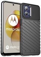 Szilikon telefonvédő (közepesen ütésálló, csíkos, dombor minta) FEKETE Motorola Moto G73