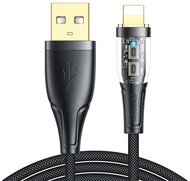 JOYROOM adatkábel és töltő (USB - lightning 8pin, 2.4A, 20W, gyorstöltés támogatás, 120cm, cipőfűző minta) FEKETE