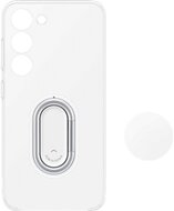 SAMSUNG műanyag telefonvédő (ultravékony, telefontartó gyűrű, kitámasztó) ÁTLÁTSZÓ Samsung Galaxy S23 (SM-S911)