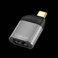 Logilink USB 3.2 Gen2 Type-C adapter, USB-C/M-DP/F, 8K, alu, fekete/szürke