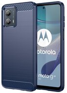 Szilikon telefonvédő (közepesen ütésálló, légpárnás sarok, szálcsiszolt, karbon minta) SÖTÉTKÉK - Motorola Moto G53 (XT2335)