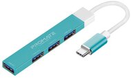 Promate USB Hub - LITEHUB 4 (USB-C 4in1 HUB, 1xUSB 2.0, 3xUSB 3.0, adapter, kék)