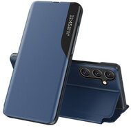 Tok álló, ECO bőr hatású (aktív FLIP, oldalra nyíló, asztali tartó funkció, hívószám kijelzés, View Window) SÖTÉTKÉK - Samsung Galaxy A54 5G (SM-A546)