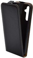 Tok álló, bőr hatású (FLIP, lefelé nyíló, szilikon tartó) FEKETE - Samsung Galaxy A54 5G (SM-A546)