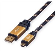 ROLINE Kábel USB 2.0 A - Mini B USB (5pin), 3m , fekete-arany
