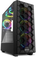 Sharkoon Számítógépház - RGB HEX (fekete; alsó táp; ATX,mATX; mITX; 6x120mm RGB LED; 2xUSB3.0 + 2xType-C Gen 2; I/O)