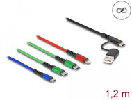 Delock 1,20 m hosszú, USB töltő kábel 4 az 1 A-típusú USB + USB-C apa Lightning-, Micro USB- és 2 x USB Type-C csatlakozáshoz