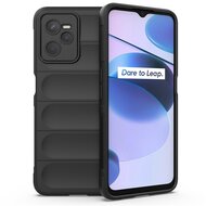 Szilikon telefonvédő (közepesen ütésálló, kamera védelem, 3D minta) FEKETE Realme C35